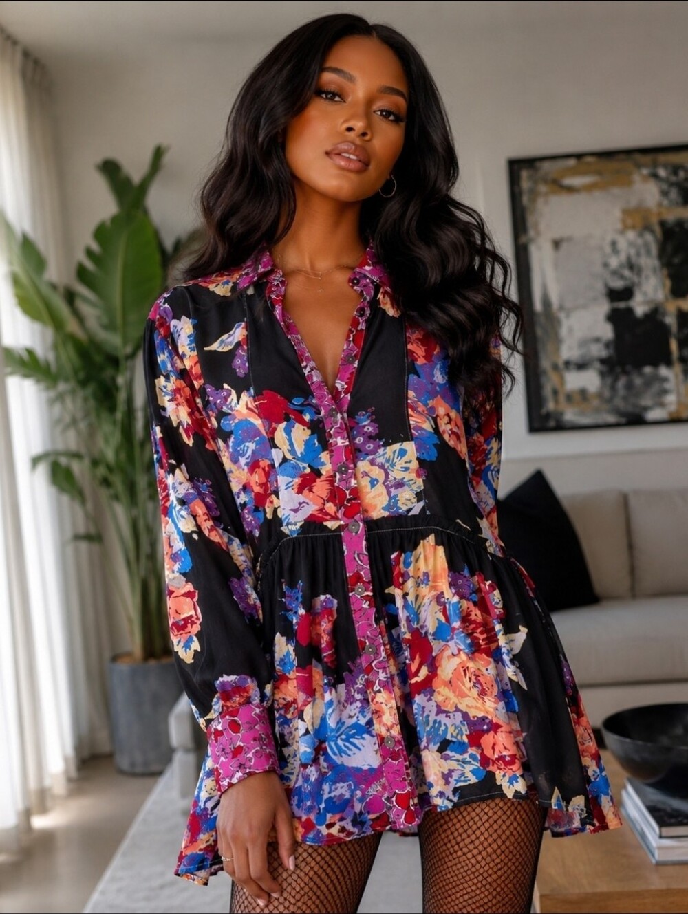 NEW!! FREE PEOPLE BRUNCH A BUNCH TUNIC DRESS, Sz Medium,NWT, Retail $128